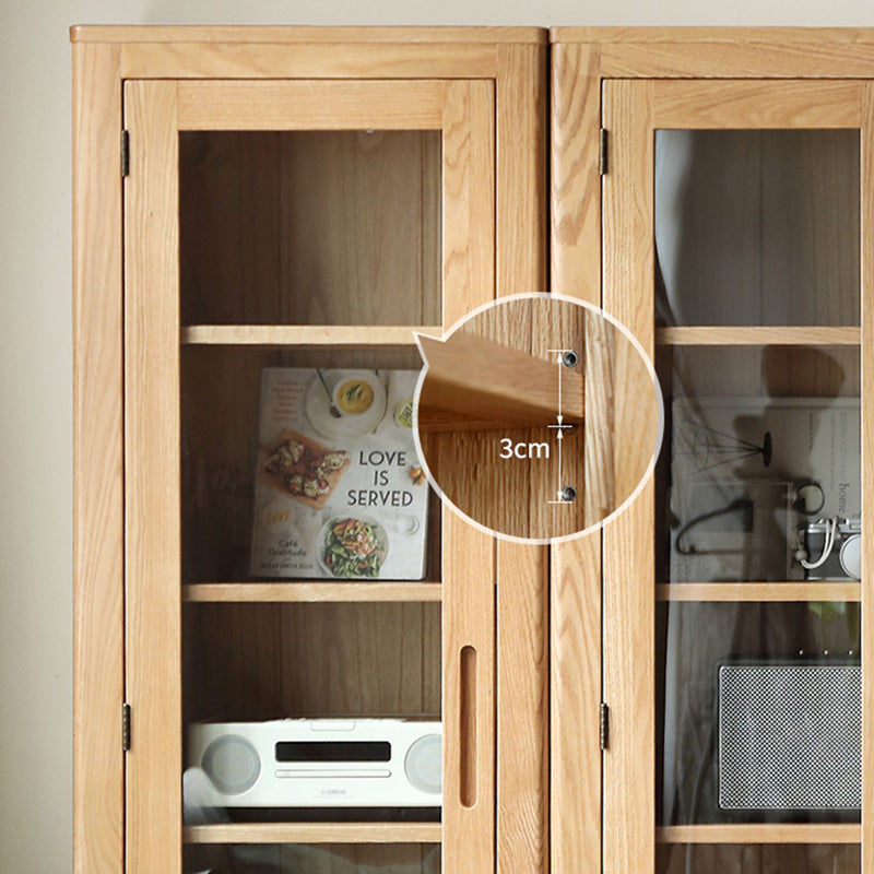 Solid Wood Display Cabinet Modern Style Glass Door with Adjustable Shelf