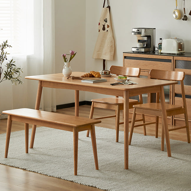 Modern Solid Wood Rectangular Space Saving Top Dining Table with 4 Legs