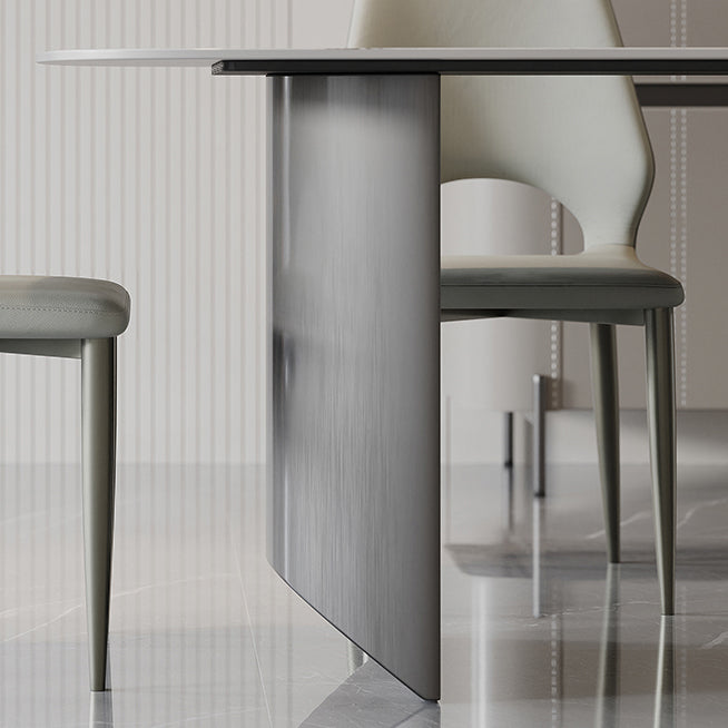 Modern Rectangular Stone Top Dining Table with Metal Legs for Living Room