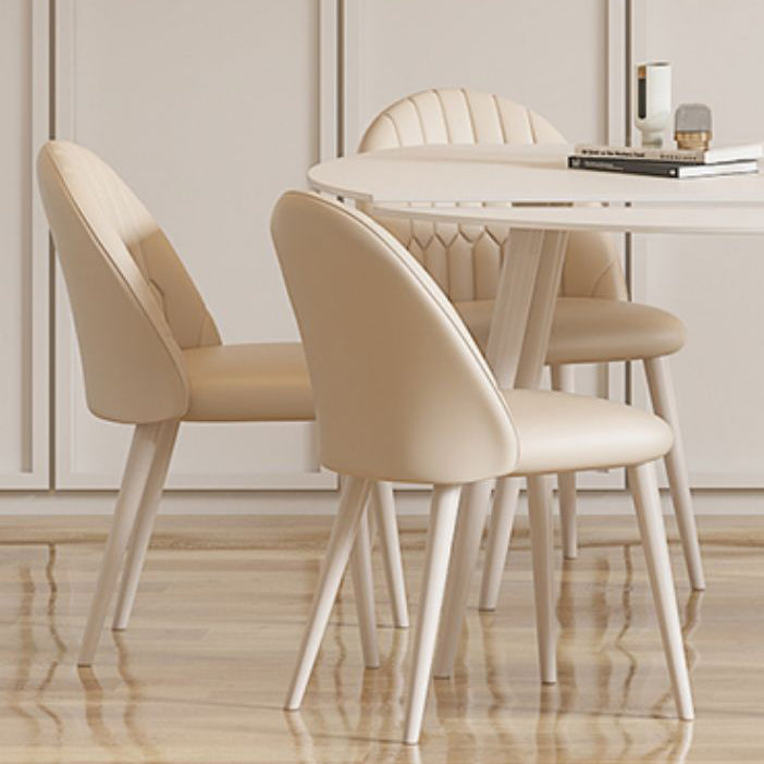Modern Round Stone Dining Table Extendable for Small Spaces in White