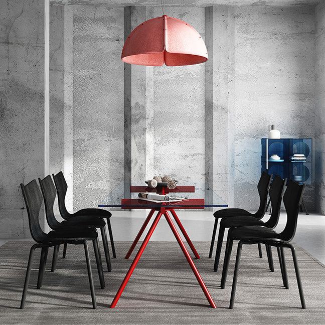 Simplicity Style Rectangle Glass Dining Site Table with 4-foot