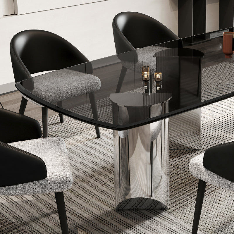 Simplicity Style Rectangle Glass Dining Site Table with 3 Legs