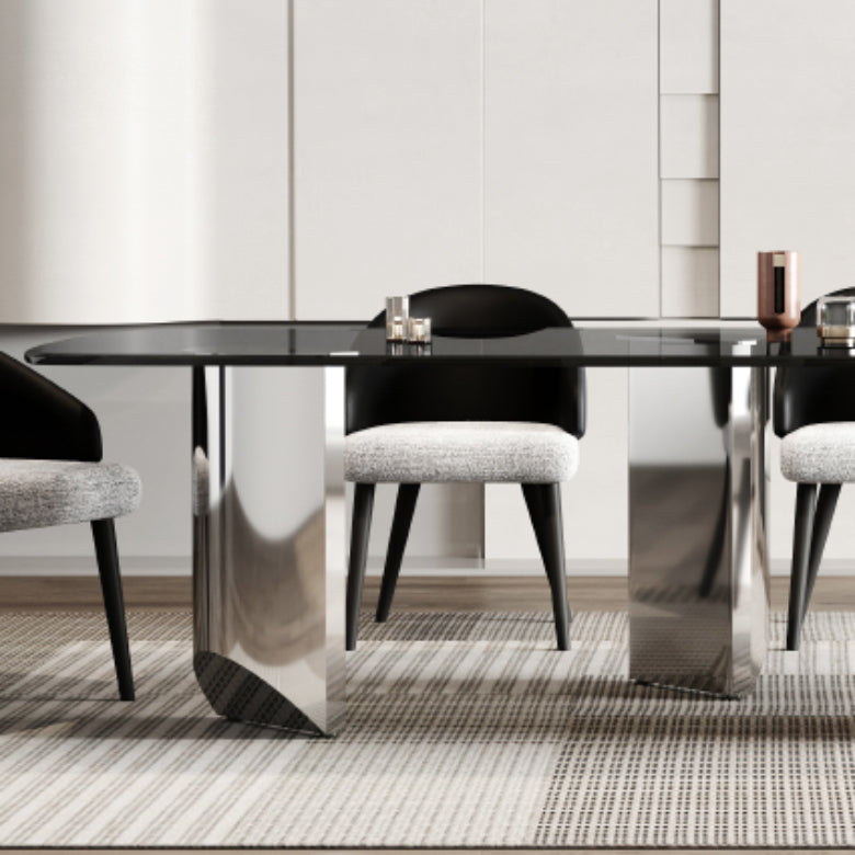 Simplicity Style Rectangle Glass Dining Site Table with 3 Legs