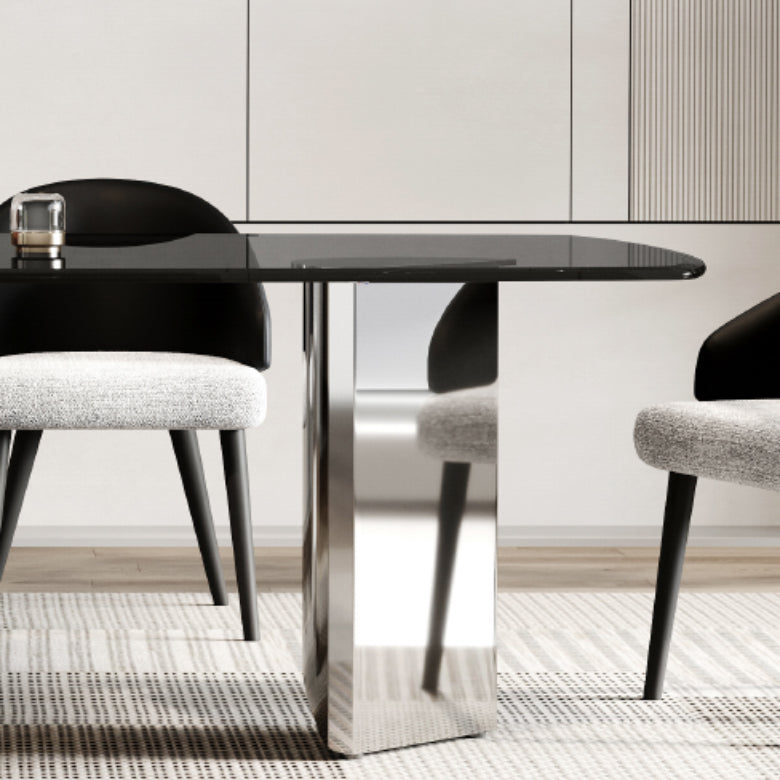 Simplicity Style Rectangle Glass Dining Site Table with 3 Legs