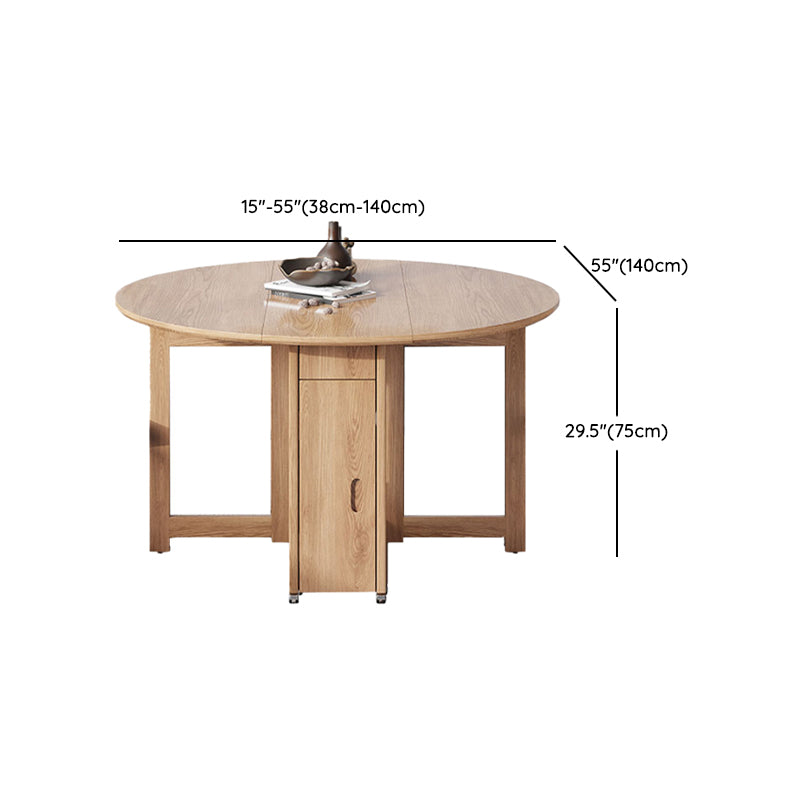 Simplicity Style Round Solid Wood Dining Site Table with Drop-Leaf