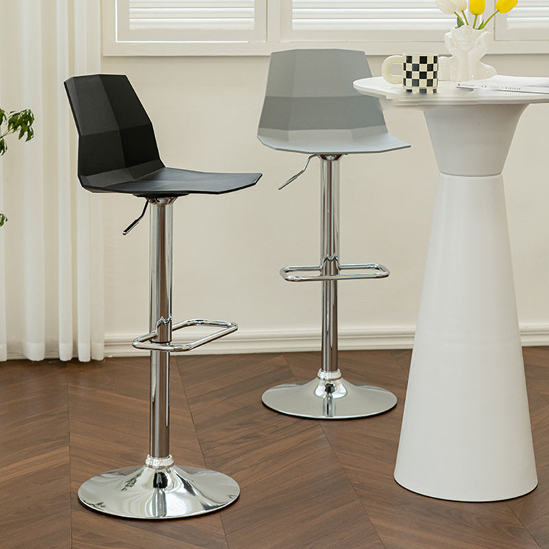 Contemporary Style Adjustable Plastic Bar Stool with Metal Legs
