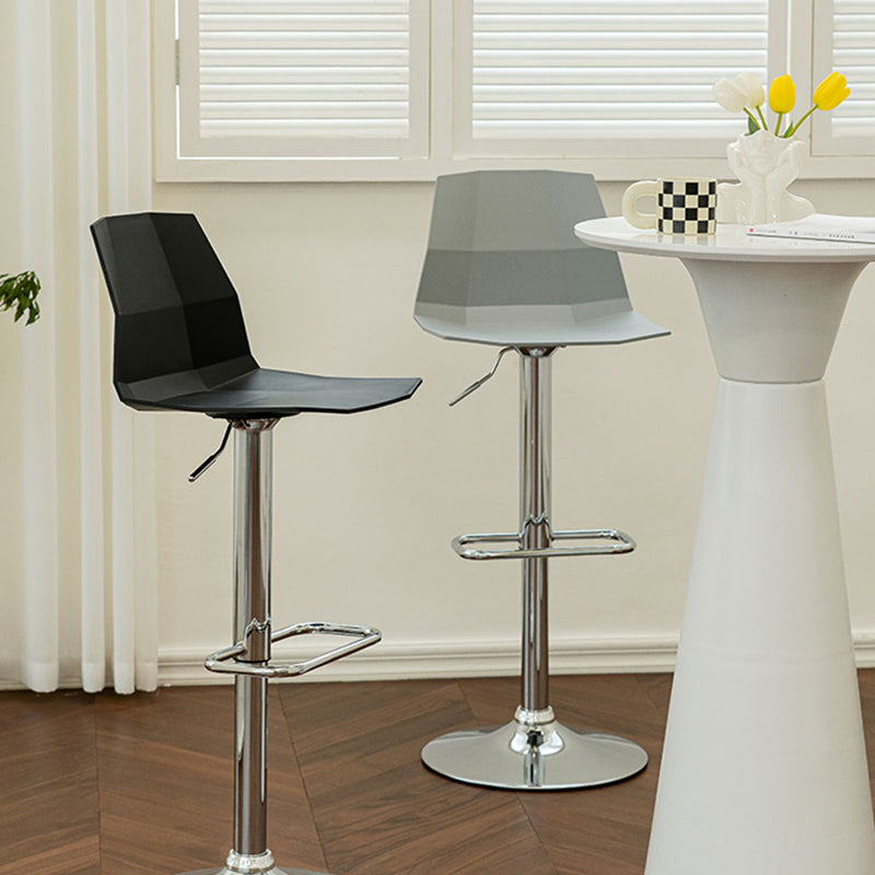 Contemporary Style Adjustable Plastic Bar Stool with Metal Legs