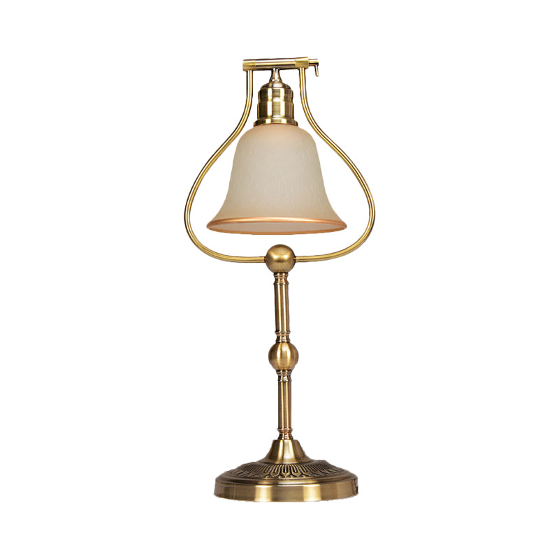 Vintage Bell Shade Night Lampe 1 Glühbirne Opalglas Tischlicht mit Messingglasrahmen