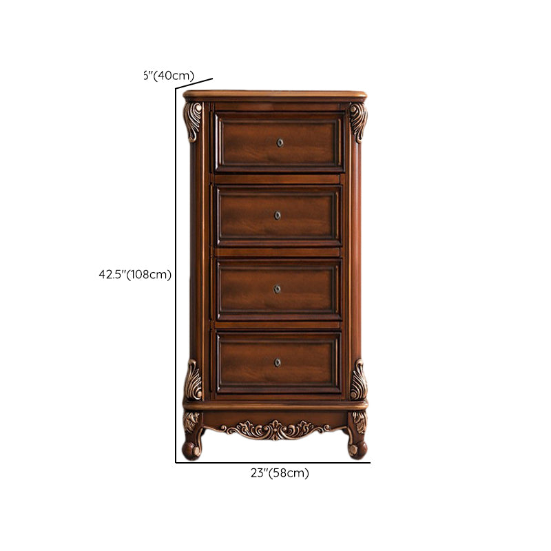 Traditional Wooden Storage Chest Bedroom Vertical Chest with Drawers