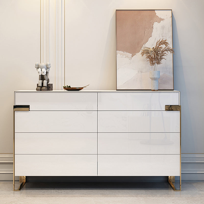 Glam Wood Horizontal Storage Chest with 8 Drawers for Bedroom