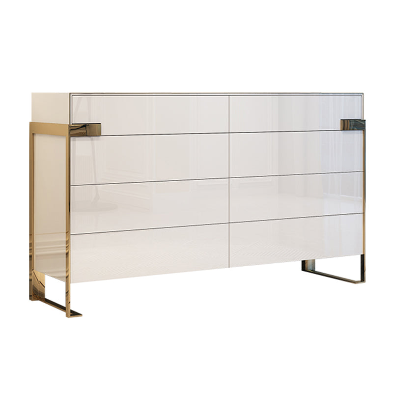 Glam Wood Horizontal Storage Chest with 8 Drawers for Bedroom
