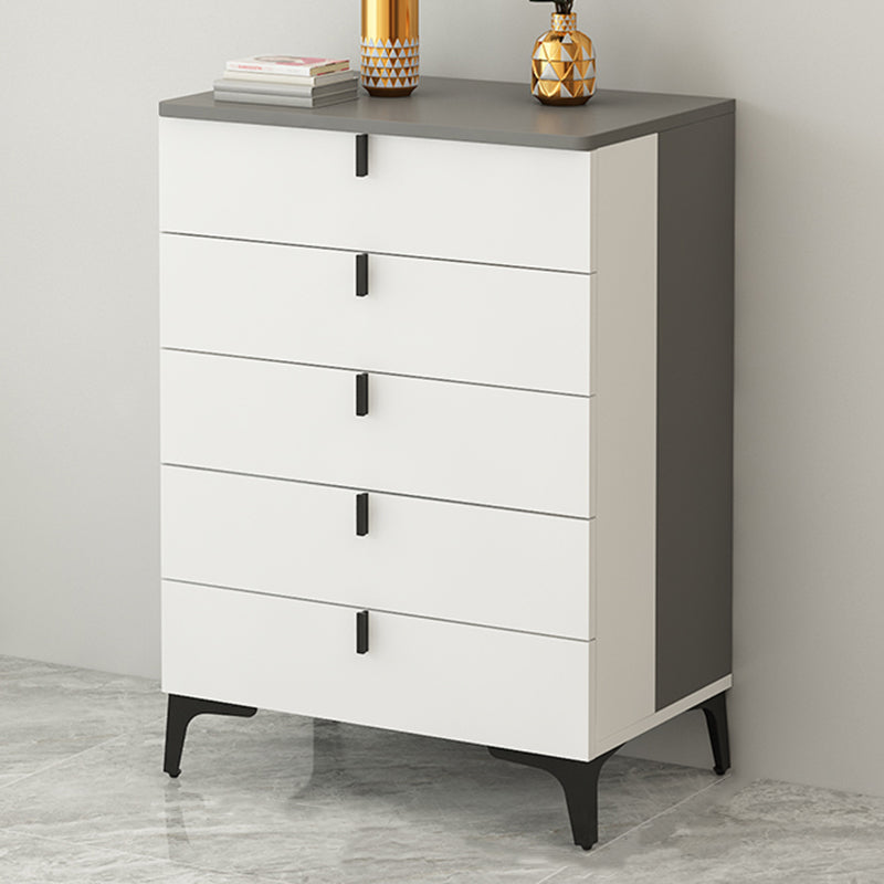 Modern White Wood Storage Chest with Soft-Close Drawers for Home