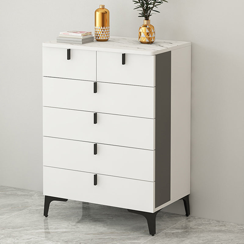 Modern White Wood Storage Chest with Soft-Close Drawers for Home