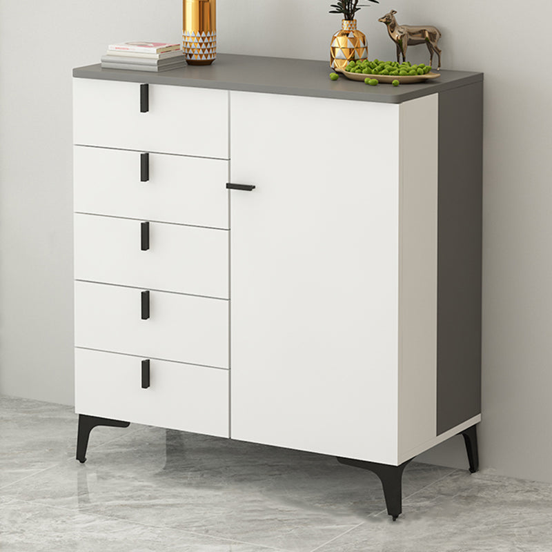 Modern White Wood Storage Chest with Soft-Close Drawers for Home