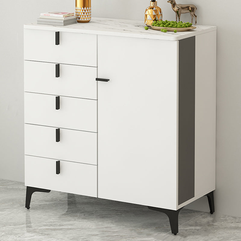 Modern White Wood Storage Chest with Soft-Close Drawers for Home
