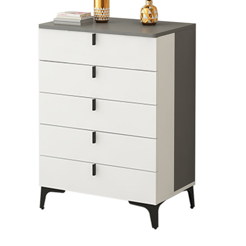 Modern White Wood Storage Chest with Soft-Close Drawers for Home