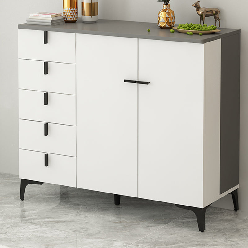 Modern White Wood Storage Chest with Soft-Close Drawers for Home