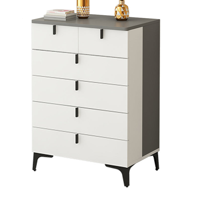 Modern White Wood Storage Chest with Soft-Close Drawers for Home