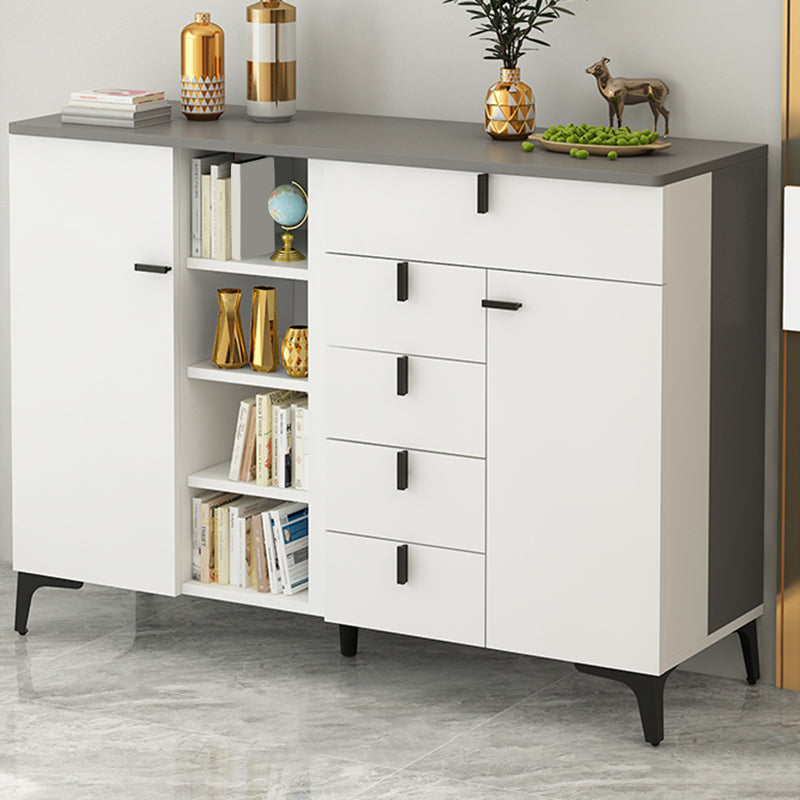 Modern White Wood Storage Chest with Soft-Close Drawers for Home