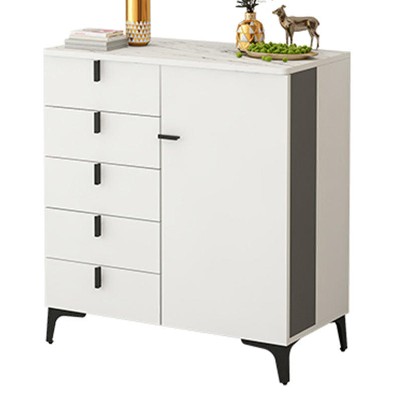 Modern White Wood Storage Chest with Soft-Close Drawers for Home