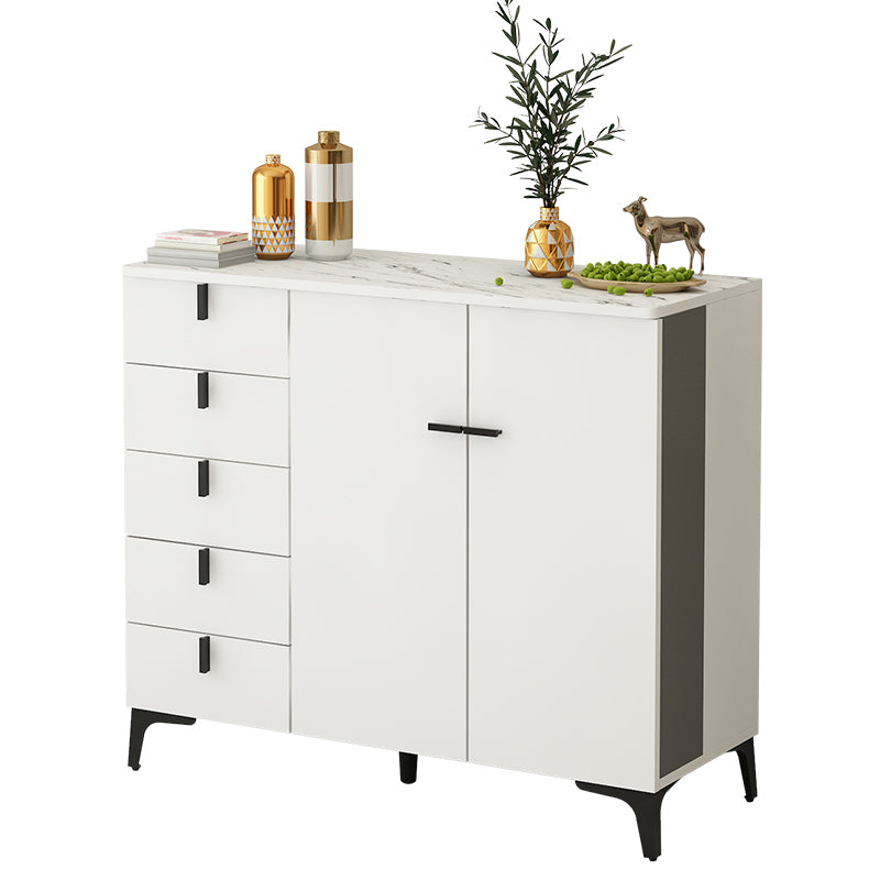 Modern White Wood Storage Chest with Soft-Close Drawers for Home