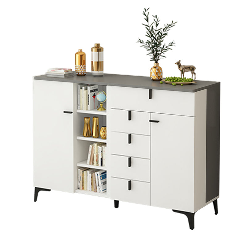 Modern White Wood Storage Chest with Soft-Close Drawers for Home