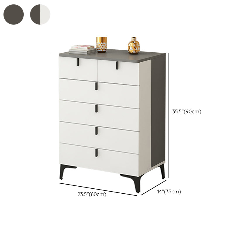 Modern White Wood Storage Chest with Soft-Close Drawers for Home