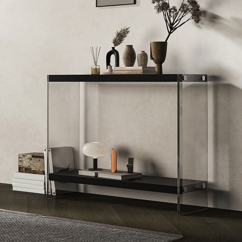 Contemporary Ash Console Accent Table with 2 Shelves for Hall