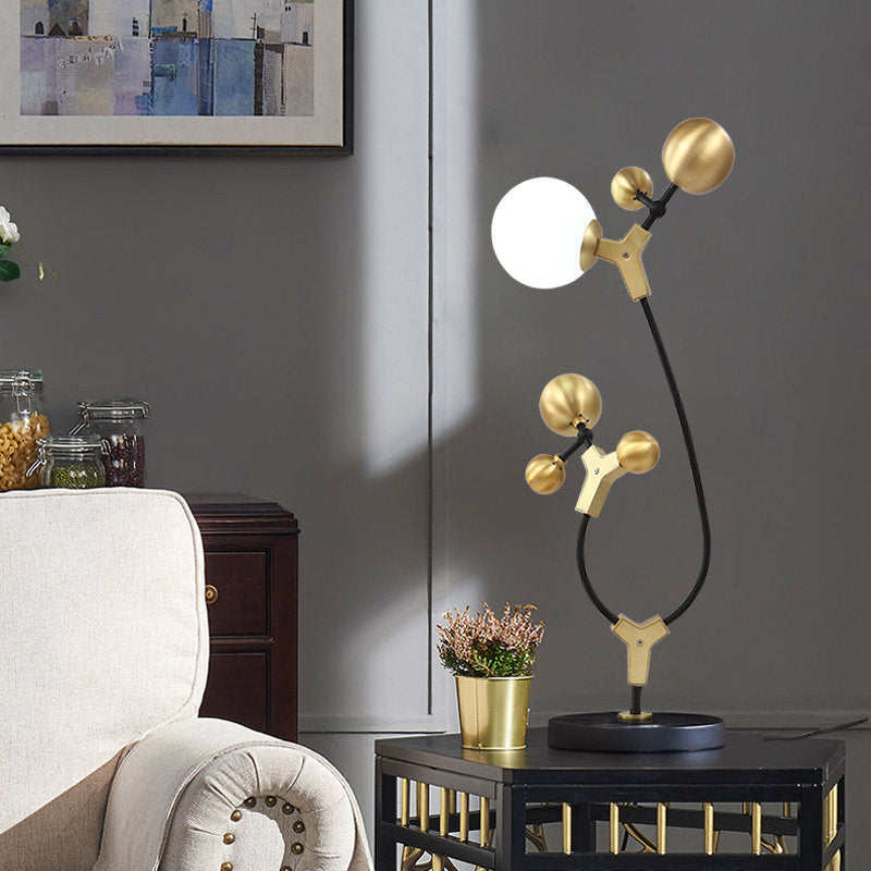 Post Modern Molecule Table Light Metallic Living Room Creative LED Nightstand Lamp in Black and Gold