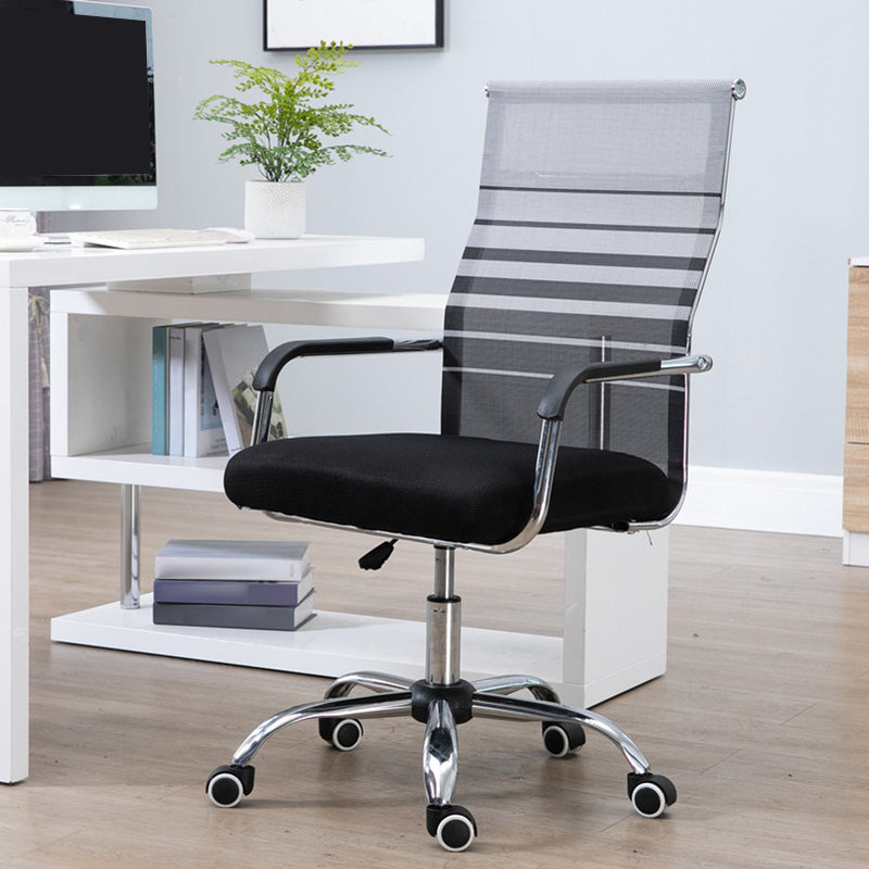 Slide Modern Office Chair Adjustable Seat Height Fixed Arms with Wheels