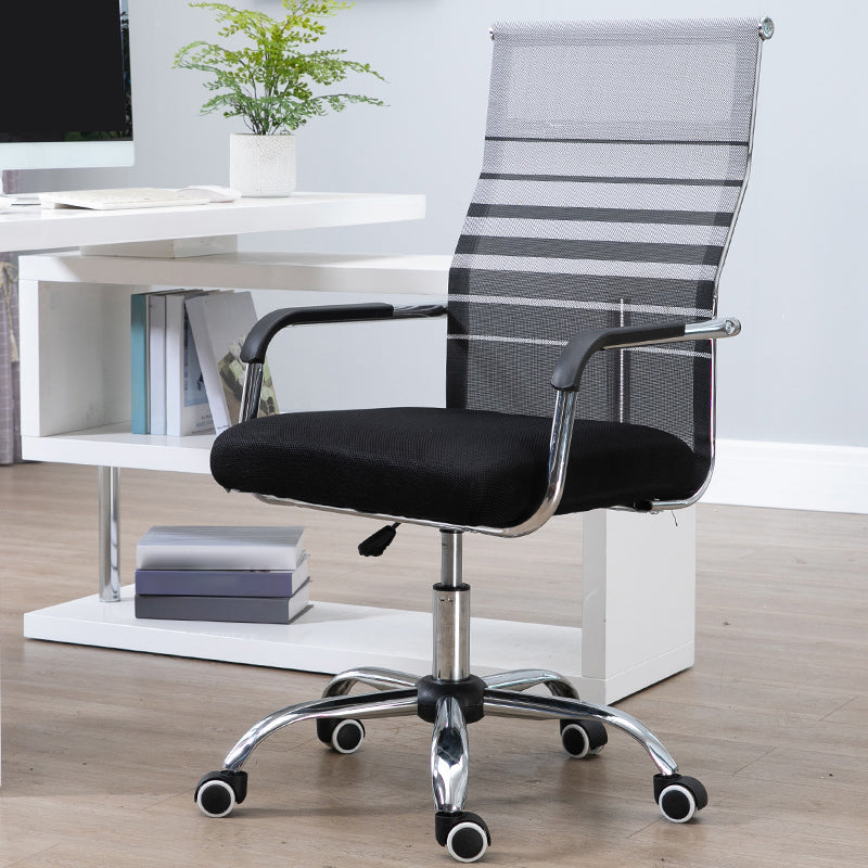 Slide Modern Office Chair Adjustable Seat Height Fixed Arms with Wheels