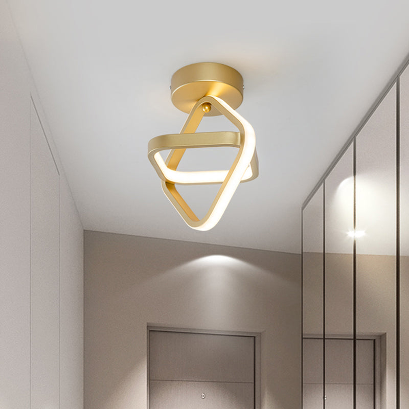 Acrylic 2-Square Frame Flushmount Simple LED Flush Mount Lighting in Black/Gold for Corridor, Warm/White Light