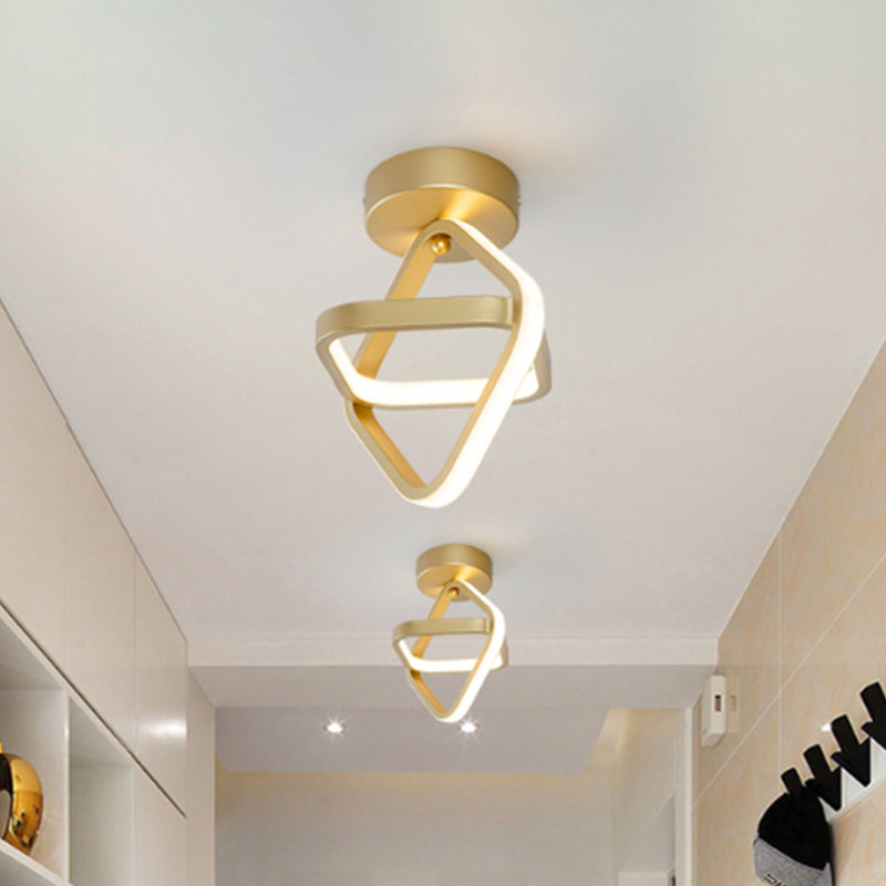 Acrylic 2-Square Frame Flushmount Simple LED Flush Mount Lighting in Black/Gold for Corridor, Warm/White Light