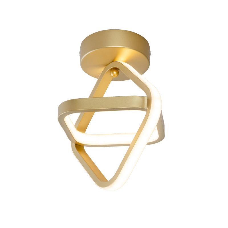 Acrylic 2-Square Frame Flushmount Simple LED Flush Mount Lighting in Black/Gold for Corridor, Warm/White Light