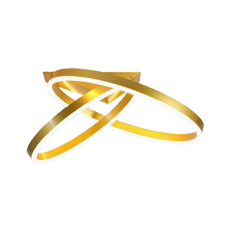 12"/16" Wide Dual Rings Ceiling Flush Mount Modernist Acrylic LED Bedroom Flush Lighting in Gold/Coffee, White/Warm Light