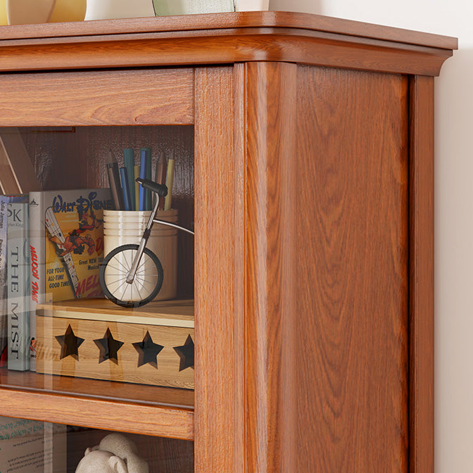 Scandinavian Brown Closed Back Shelf Bookcase Shelves Included for Home Office