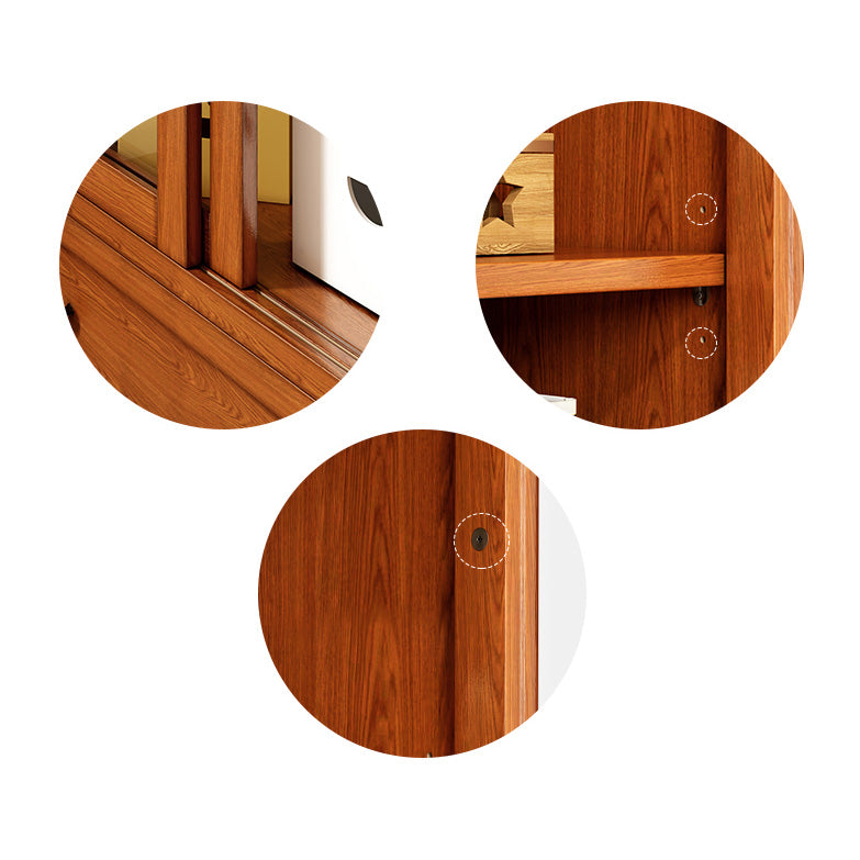 Scandinavian Brown Closed Back Shelf Bookcase Shelves Included for Home Office