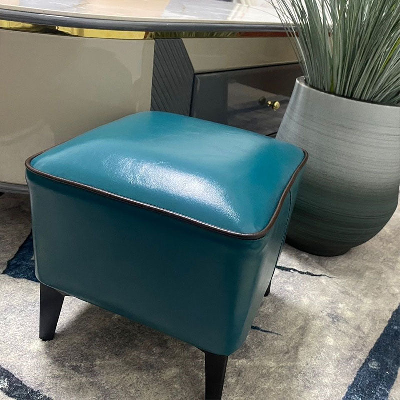 Mid Century Modern Pouf Ottoman Faux Leather Rectangle Ottoman with Chair Legs