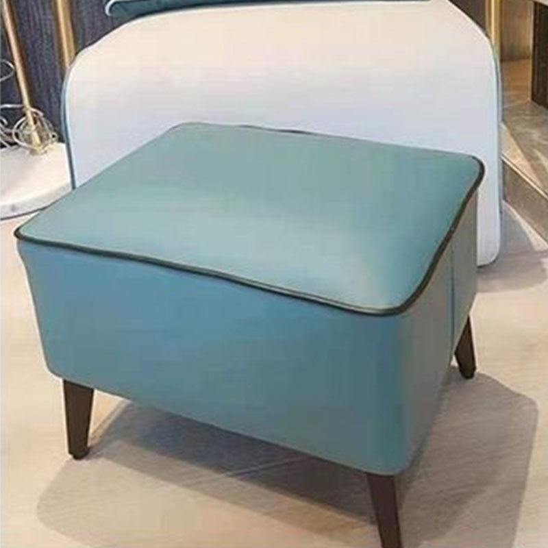 Mid Century Modern Pouf Ottoman Faux Leather Rectangle Ottoman with Chair Legs