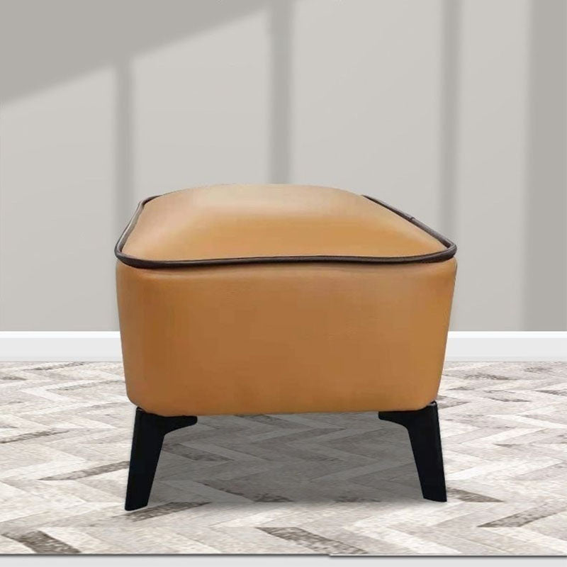 Mid Century Modern Pouf Ottoman Faux Leather Rectangle Ottoman with Chair Legs