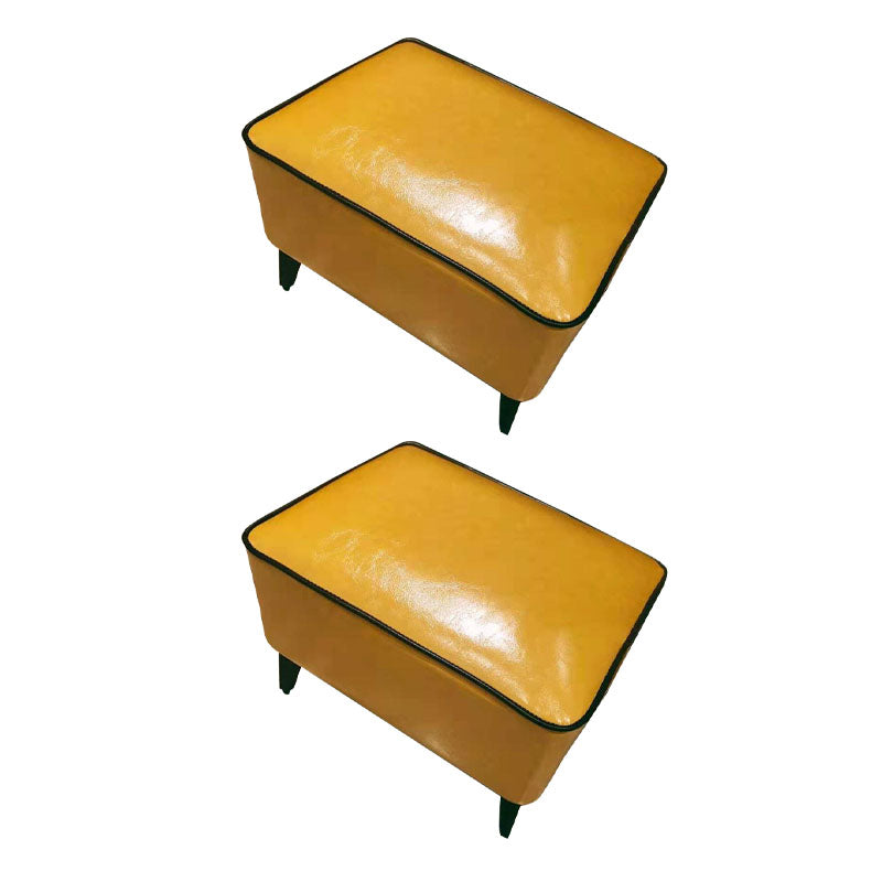 Mid Century Modern Pouf Ottoman Faux Leather Rectangle Ottoman with Chair Legs