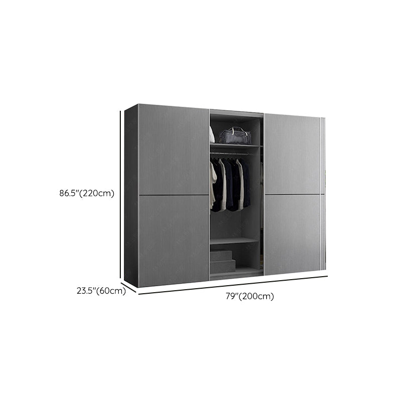 Grey Contemporary Wardrobe Cabinet Wooden Wardrobe Armoire with Drawer