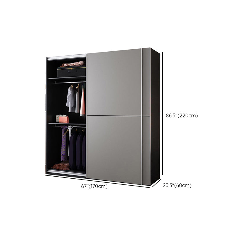 Grey Contemporary Wardrobe Cabinet Wooden Wardrobe Armoire with Drawer