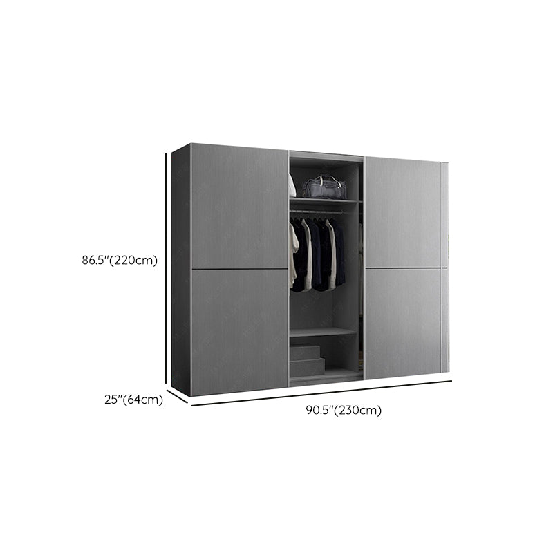 Grey Contemporary Wardrobe Cabinet Wooden Wardrobe Armoire with Drawer