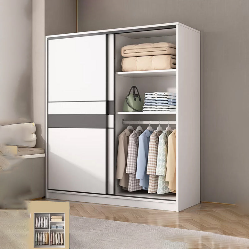Engineered Wood Wardrobe Armoire White Wardrobe Cabinet with Soft Close Doors