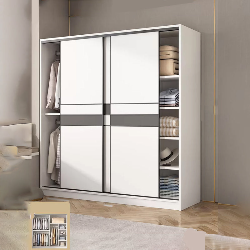 Engineered Wood Wardrobe Armoire White Wardrobe Cabinet with Soft Close Doors