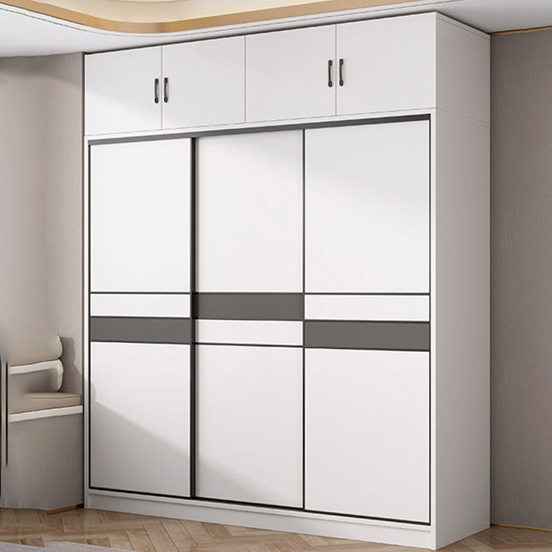 Engineered Wood Wardrobe Armoire White Wardrobe Cabinet with Soft Close Doors