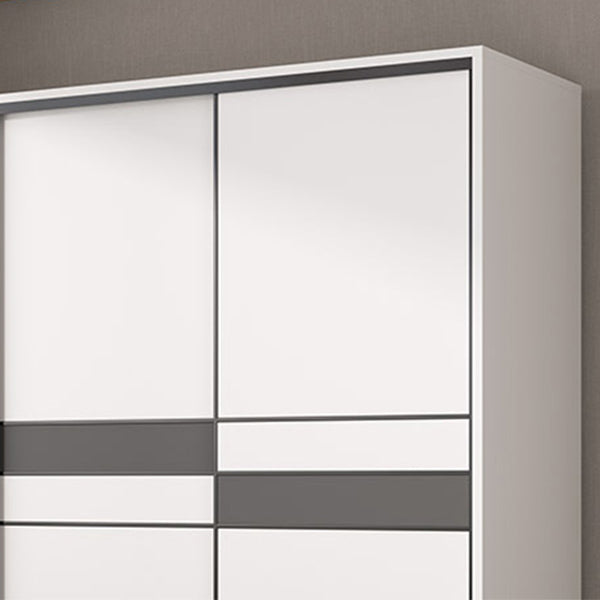 Engineered Wood Wardrobe Armoire White Wardrobe Cabinet with Soft Close Doors