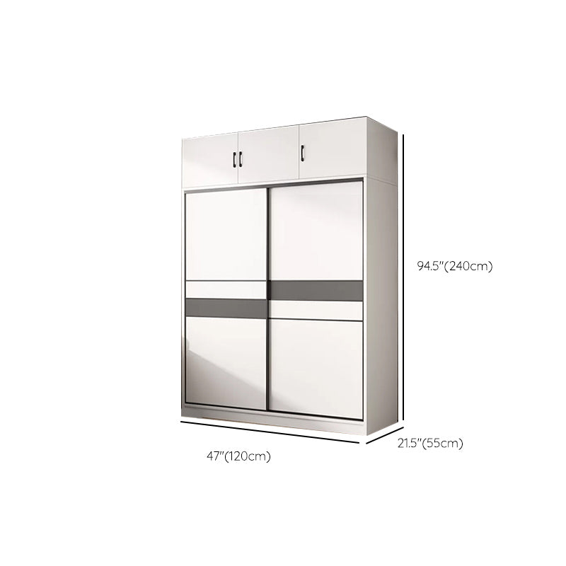 Engineered Wood Wardrobe Armoire White Wardrobe Cabinet with Soft Close Doors