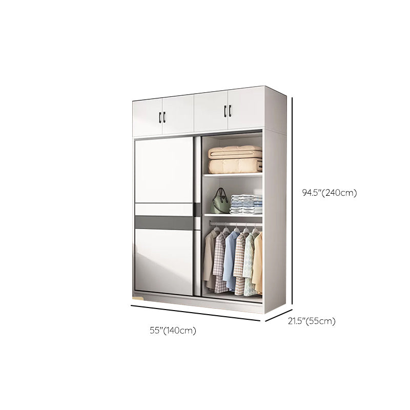 Engineered Wood Wardrobe Armoire White Wardrobe Cabinet with Soft Close Doors